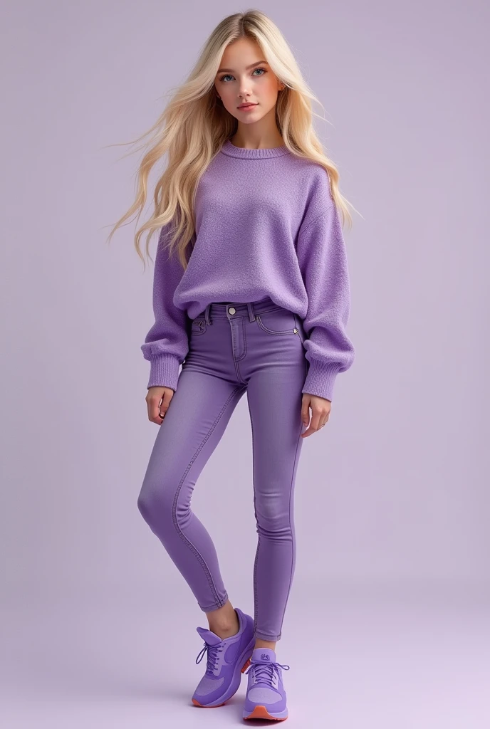 ((())) vkunia, 25 year old woman, RAW photo, 8k uhd, dslr, high quality, film grain, Fujifilm XT3, (((super detailed face))), detailed eyes, pale skin, super detailed hands, fit body, perfect breasts, full-body, (full body shot:1.5), fit legs, jeans, wearing edgpo pullover, sweater, edgpo,
