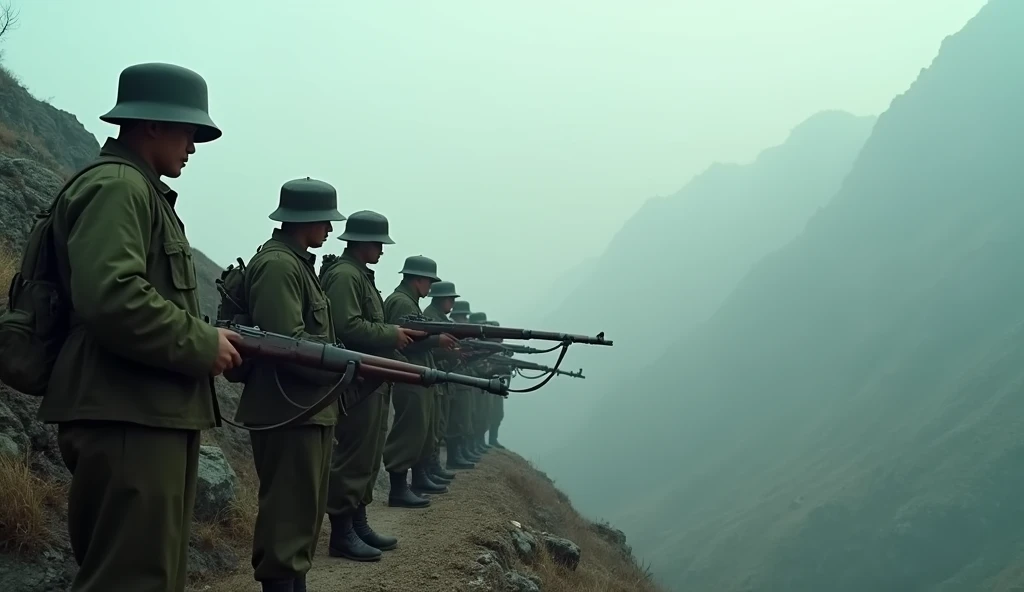 austrian soldiers attacking their own troops, epic, realistic, 8k