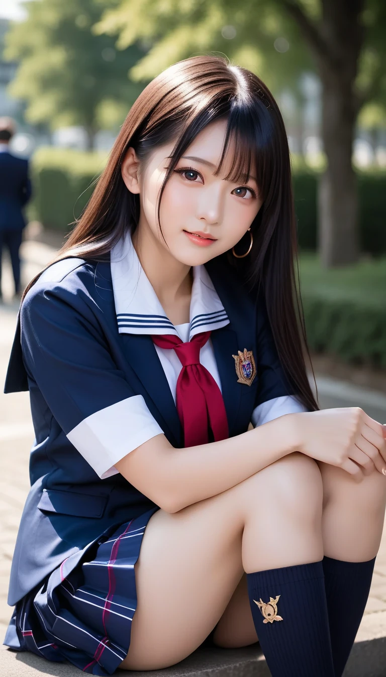 最high quality、high quality、Best image quality、8k、最High resolution、High resolution、最high quality、masterpiece、Detailed and realistic human body、Dense and realistic skin、Realistic face in every detail、Realistic reproduction of every detail、Detailed and realistic lips、Detailed and realistic teeth、Detailed and realistic ears、Detailed and realistic hair、Detailed and realistic arms、Realistic reproduction of every detail、Realistic fingers in every detail、(Beautiful Hands、thumb１reference４)、Realistic feet down to the last detail、(Beautiful Japanese Girl))、(Japanese Model), (Japanese women)、((18 year old beautiful girl))、(Black Hair)、(Random Hairstyles)、(sexy look)、((whole body))、((Beautiful upward-facing breasts))、(Slim Style)、(whole body光沢肌、Fair skin))、(In an elementary school classroom、Inside a junior high school classroom、In a high school classroom、In the lecture room)、(Soft lighting)、((school uniform、School Sailor Uniform、School Blazer、female teacher、School Skirt、Short sailor suit、mini skirt、White sneakers、Crop top sailor suit、Collared shirt、White shirt、Short sleeve、tie))、((Skirt flip(Please lift your skirt))、((I can see that(See-through panties、Lace pantieesh panties))、((Squat with your knees bent(Spread your legs wide))、((Make your thighs look beautiful))、Angle from below