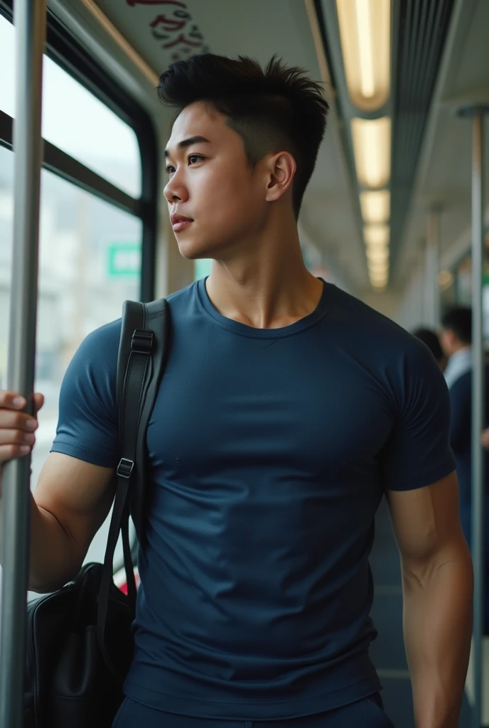 Korean gentleman,super big breasts ,clean shave,wearing  shirt,  open chest shirt, showing off body, toned abs and full chest,pants are down,show off panty waistband,on the crowded subway,groped,breast squeezed,molested,Handsome ,wear glasses, sexy , Masculine and handsome，musculous，Muscles look good,,, Full body photo,(ultra-detailed, photorealistic, best quality, 4k, 8k, highres, masterpiece:1.3),charming and distinguished , (muscular build body), ,sweat,, lewd face ,tight chest, sex,, erotic, horny, , Accessories include a luxury wristwatch‎,looking at viewer,muscle veins,six pack,hyper-realistic,