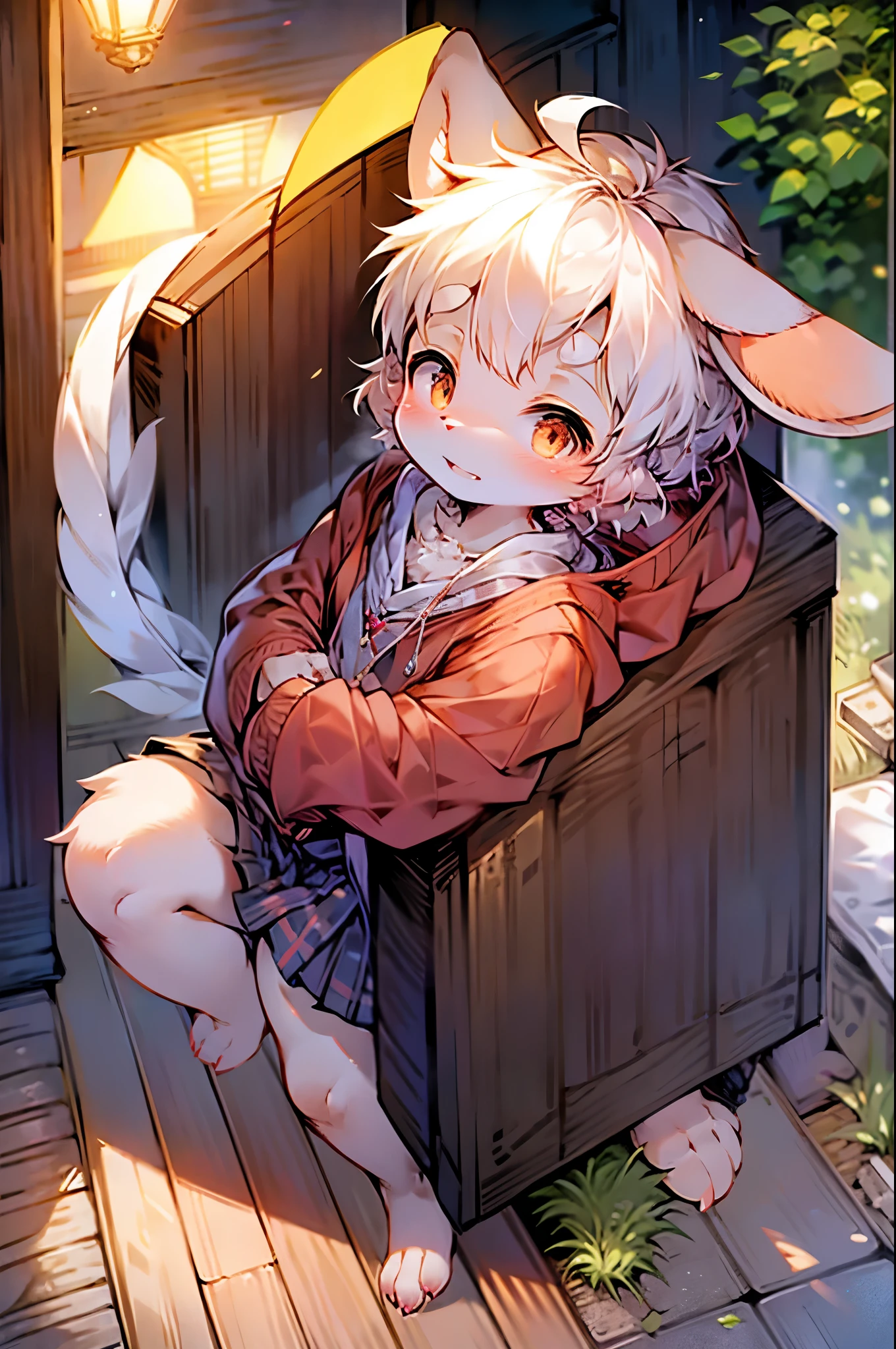 Bunny Girl,Furry women,Sickly,Cute appearance,Short stature,Characteristics of three-year-old girls,Summer short sleeves with jacket,Short skirt