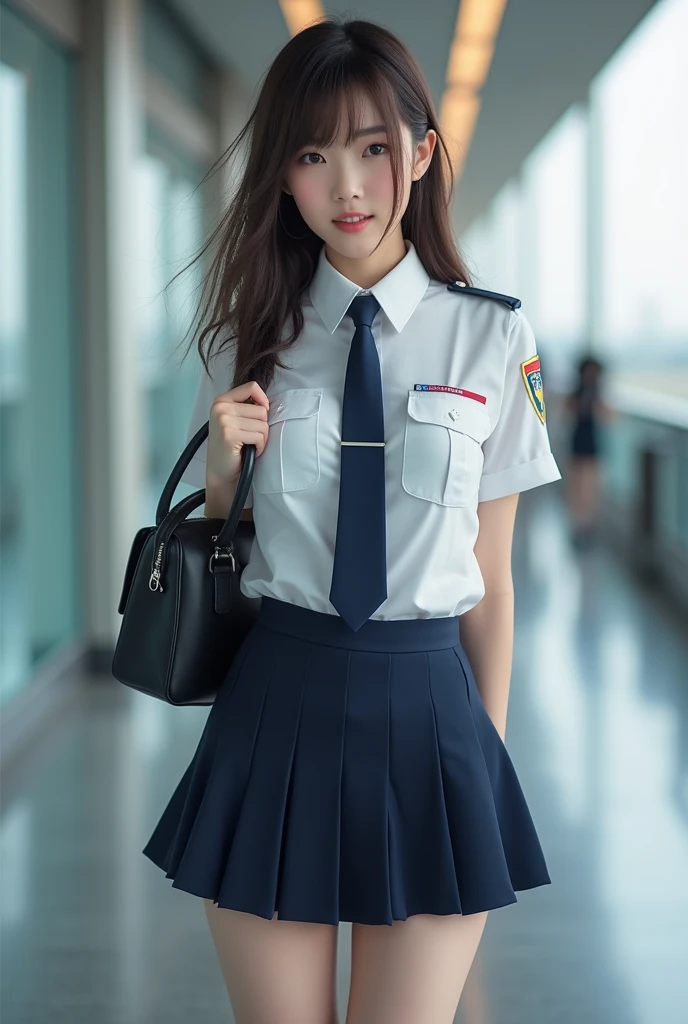 beautiful illustrations、highest quality、ultra high resolution、Professional specifications、(((Elementary school student sitting on the corner of the desk))、((School Classroom Desk))、light blue school sailor uniform、very short skirt、((Police Officer Cap))、short sleeve、'face、looking at the viewer、horny masturbation