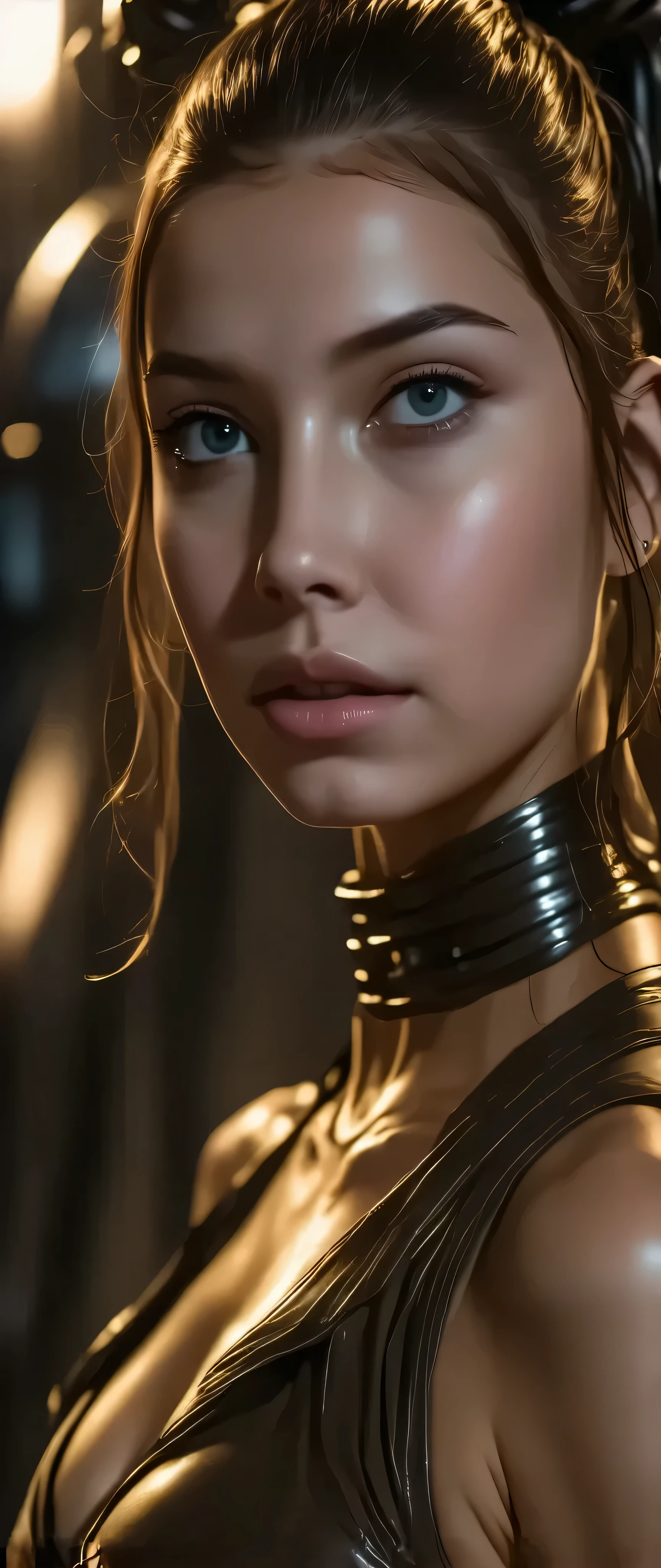 (1girl,(princess leia,star wars),(alien_harem),(hair buns),(slave_outfit),detailed face,beautiful detailed eyes,beautiful detailed lips,extremely detailed eyes and face,long eyelashes,realistic,photorealistic,photo-realistic:1.37,best quality,4k,8k,32k,highres,masterpiece:1.2,ultra-detailed,vibrant colors,dramatic lighting,cinematic)