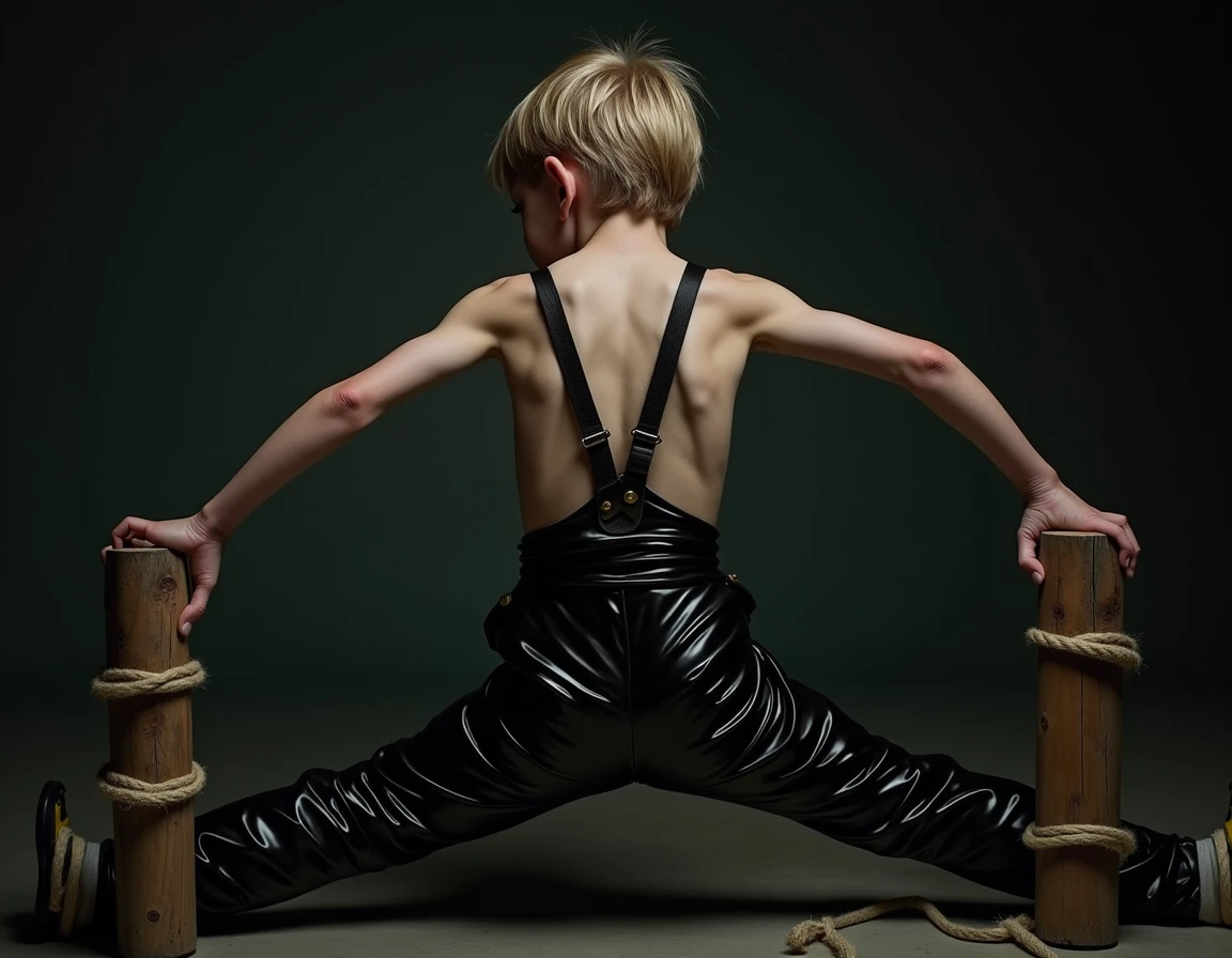 Naked boy in handcuffs and shackles