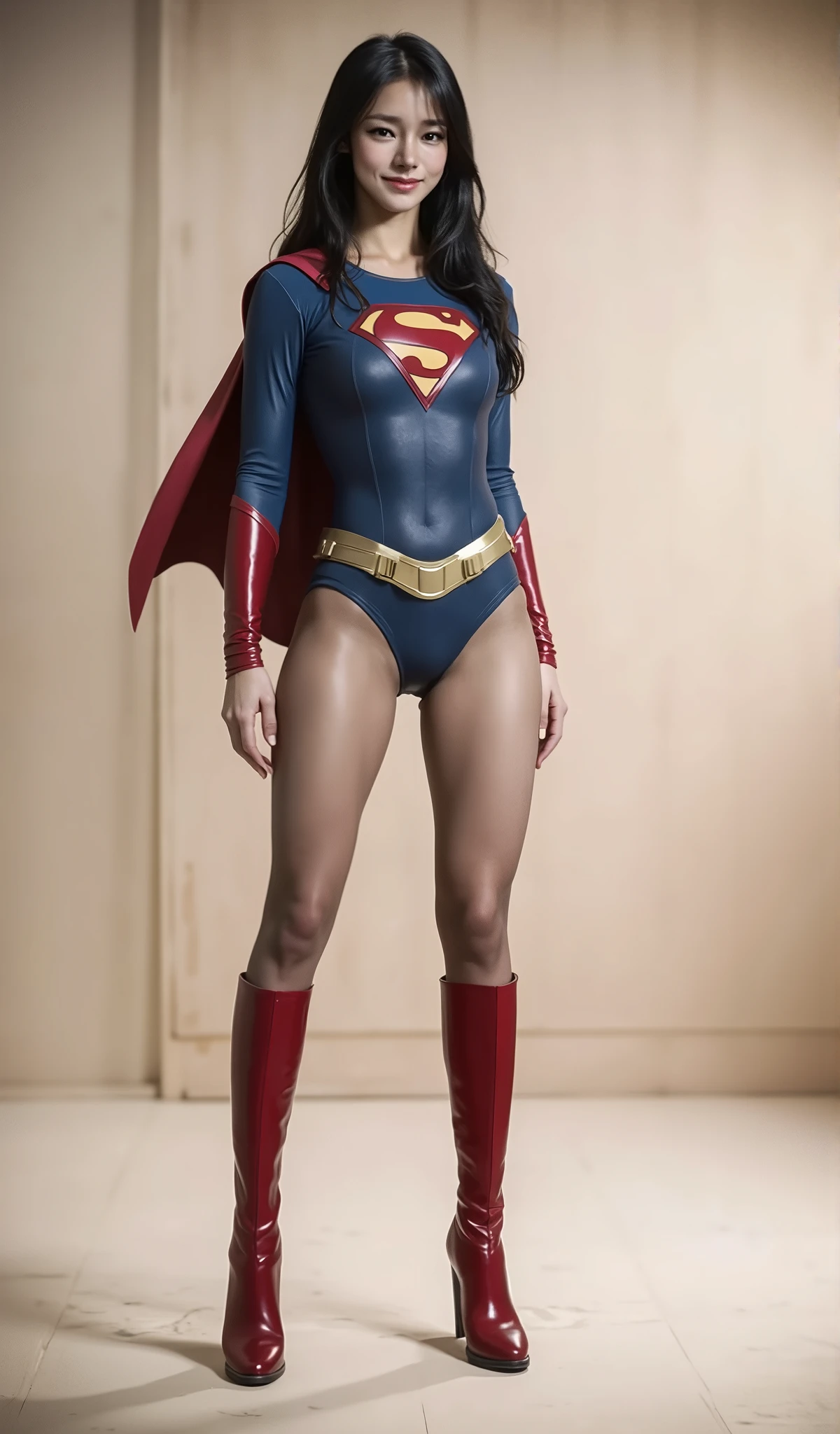 The fusion of Morticia and supergirl results in a heroine with striking supergirl traits. Your uniform is sexy and modern, em tons escuros e com o "s" em vermelho brilhante em seu peito. Ela possui Supergirl'Ela'é forza e determinação, combined with a touch of mystery and sensuality. His body is slender and athletic, reflecting his incredible physical ability. She radiates confidence and power, ready to face any challenge with grace and courage. This fusion is the embodiment of beauty, forza e bravura, ready to protect the world with your imposing presence. supergiel sexy,Dc,heroine,Super-heroine, poderosa, determinado, Kryptoniana, Justice, coragem, voar, forza, heroism, protection, Salvar o Mundo, leadership, vera, bondade, Inspirador,Erotica,Linda,poderosa,deusa kriptoniana,Classic clothes "s" com "s" super