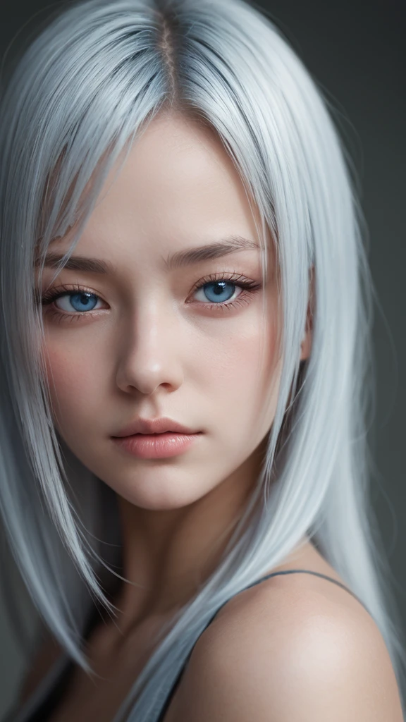 8k, (full body shot:1.2), 20-year-old swedish girl, raw, Beautiful woman, (straight gray hair), (intricate, sheer, transparent, translucent,(no clothes:1.2)), intricate, beautifull face, elegant, highly detailed, digital hyperrealistic photography, hyperrealistic photography filigree, shyness, most beautyfull face, (masterpiece, sidelighting, (finely detailed beautifull blue eyes: 1.2)),