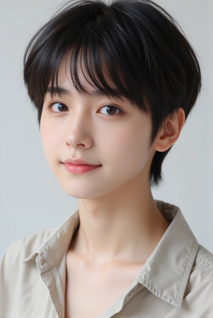  handsome mix korean japanese ten year old, , boy, short black hair, black detailed eyes, gentle smile, sharp eyebrows, round face, cool, detailed face, small nose, posing wtith ssummer wear, (((full body portrait)))