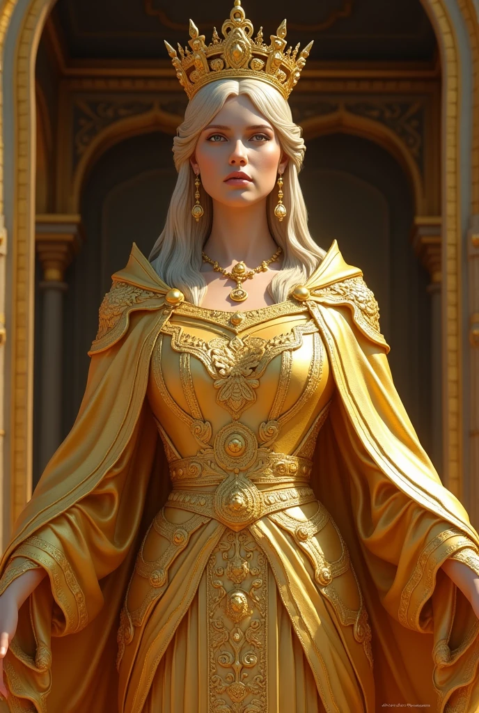 photo, a woman with long hair standing in front of a window painting, AngelStatues style