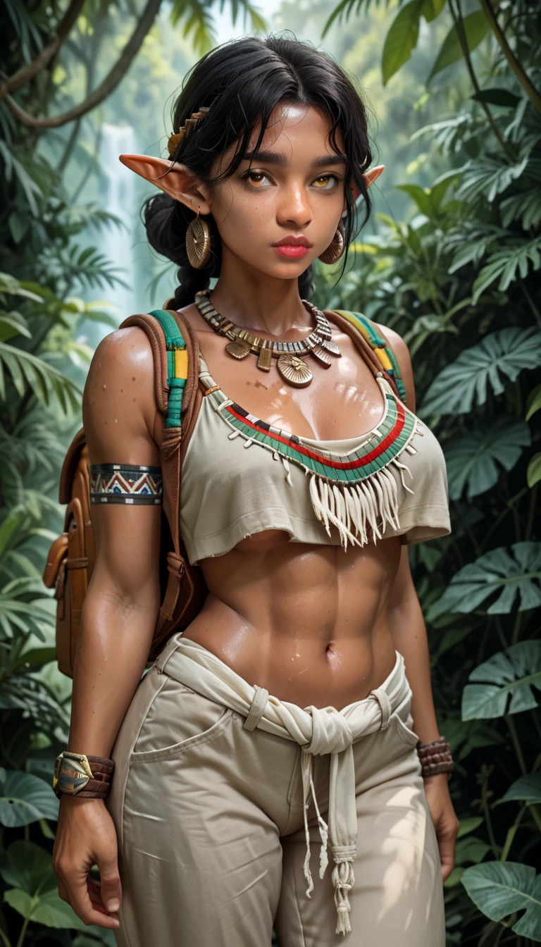 animê , estilo mangá, barbie doll in african culture style, with african hair, black skin, eyes brown, bikini --auto --s2