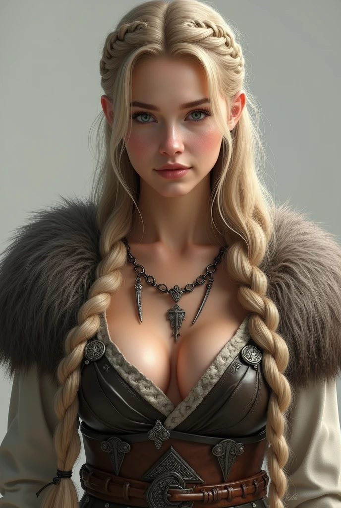 An ultra hot gorgeous European sexy viking woman. Age 23. dress like a tavern wench, beautiful refined face detail, bright light eyes, sexy eyeliner and eyeshadow, flirty smile, mischievous glint in her eye, perfect legs, wonderful and innocent energy, adventurous spirit, Lucious hair, atmospheric fog, ambient light, rim light, an overgrown mountain forest, sexy dancing and twirling