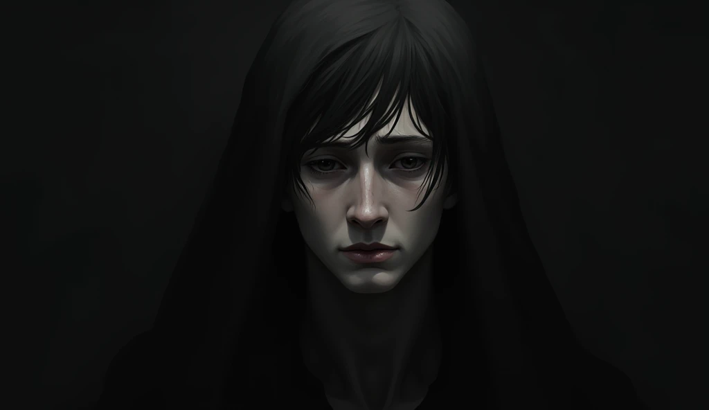 Sad young man background black - SeaArt AI