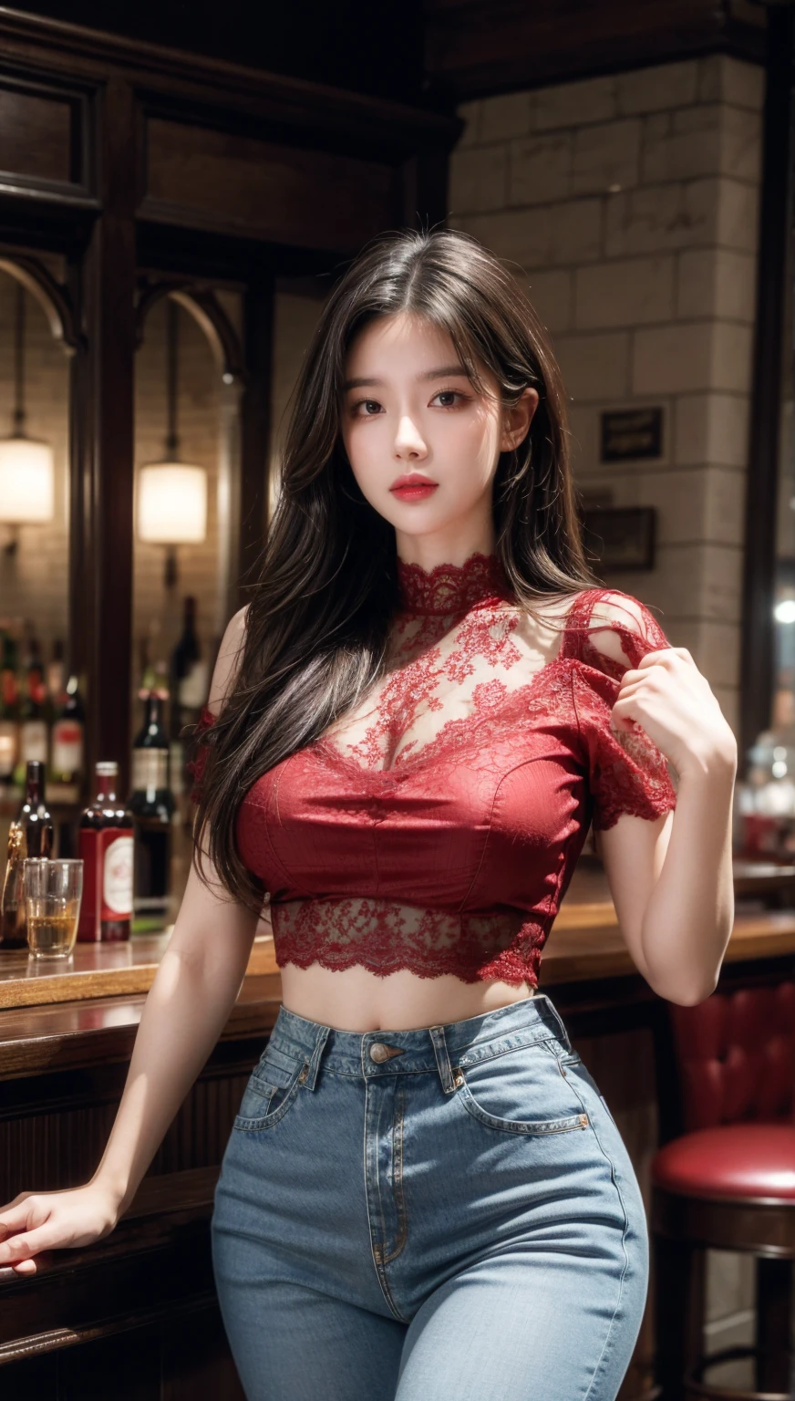 Wearing red lace panties,Correction and correction to match the image