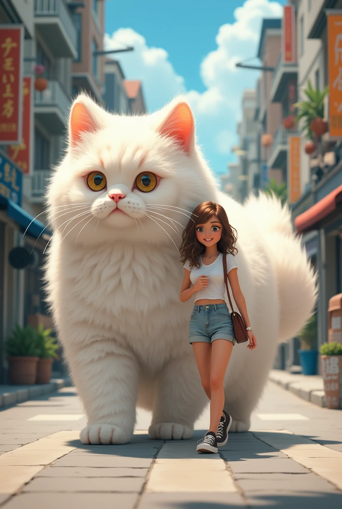 photorealistic,realistic,photography,masterpiece,best quality,ultra-detailed,extremely detailed CG unity 8k wallpaper,1girl,oversized cat,outdoors,on the grassland,<lora:æ¸ç«å¯:0.6>,