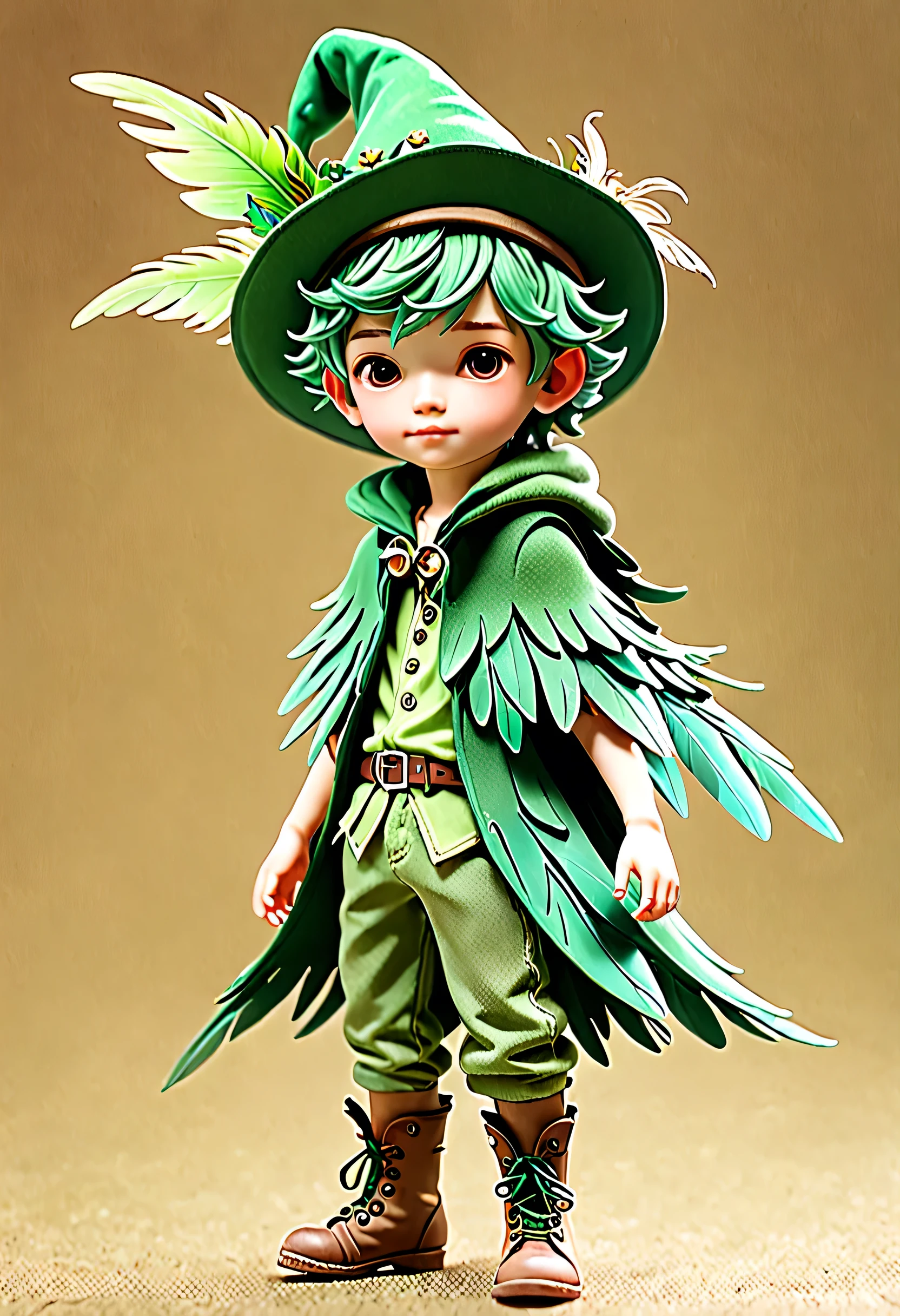feathered fairy、 Cute Boy 、hat、green