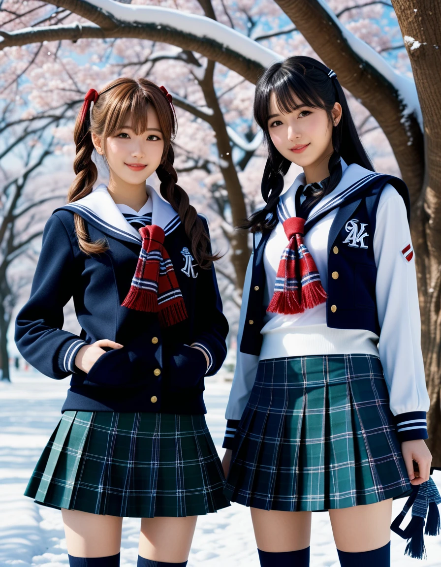 Two girls in a traditional classroom,School swimsuit with trim,12 years old,bangs,A small smile,Thighs,knees,Shortcuts,Low Ponytail,From below,Front light