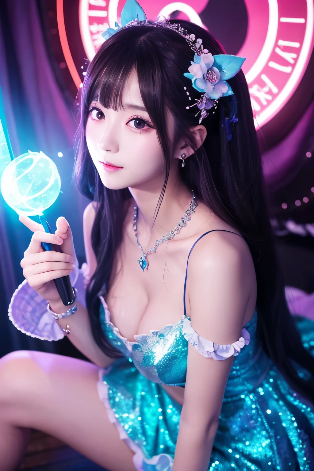 A heroine born from a vortex of light、Wizard、Transparent costume、Crystal clear body