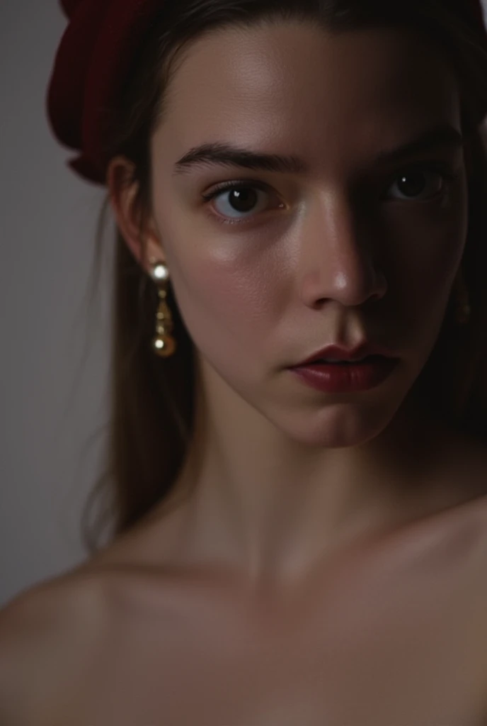 Anya Taylor Joy, close up photo, topless, seductive, detailed face