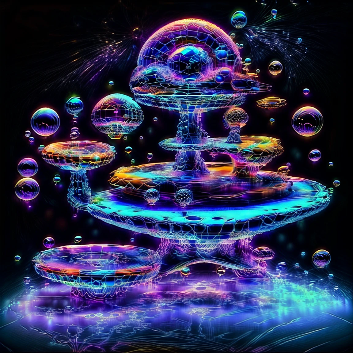 A close up of beautiful bubbles floating on top of each other, LSD, DMT imagery. octane render, psychedelic droplets of water, abstract liquid, and intricate rainbow art. octane render, black 3d fluid simulation,  ethereal bubbles, swirling liquids, and highly detailed, octane render, reflective rainbow bubbles, twisted colors inside of glass spheres, Psilocybin Dream inside an amazing image of light emerging from colors in a shimmering glass morphing out of colors, bright neon and fluorescent colors,very bright, vibrant colors, perfectly formed and symmetrical reflective bubbles and spheres, attention to detail with these beautiful bubbles and spheres, Extreme Hallucinations in a gorgeous piece of  psychedelic digital artwork, Stunning, pixel art, tripped out colors, 4d mandelbulb psychedelics, glass like psychedelic landscape, intricate rainbow environment, psychedelic underwater brightness and glow with neon colors, glowing colors twist inside of translucent glass spheres and bubbles with light and color reflecting off of both in bright fluorescent colors, psychedelic trip, fluorescent and neon aesthetic, psychedelic vibrant colors, bright psychedelic paint splattered backgrounds,swirling spirals and vortex, bright vibrant colors popping out from 3d glass spheres, Rotational Symmetry, Pixel Assets, Portrait photography, Surrealism, Photorealistic, Hyperdetailed, Glass Morphism, Digital Art, Sparkle, Optical Illusion, Glowing Light, Reflective Light, Overexposure, Backlighting, Depth Of Field, Spheres and bubbles show perfect Symmetry, UHD, High Details, High Quality, Super Detailed, Full Focus, Awe inspiring, Shockingly unique wallpaper art, Breathtaking, Indescribably Beautiful, Heaven sent images, Best Quality, Award Winning, MasterpieceA close up of beautiful bubbles floating on top of each other, LSD, DMT imagery. octane render, psychedelic droplets of water, abstract liquid, and intricate rainbow art. octane render, black 3d fluid simulation,  ethereal bubbl