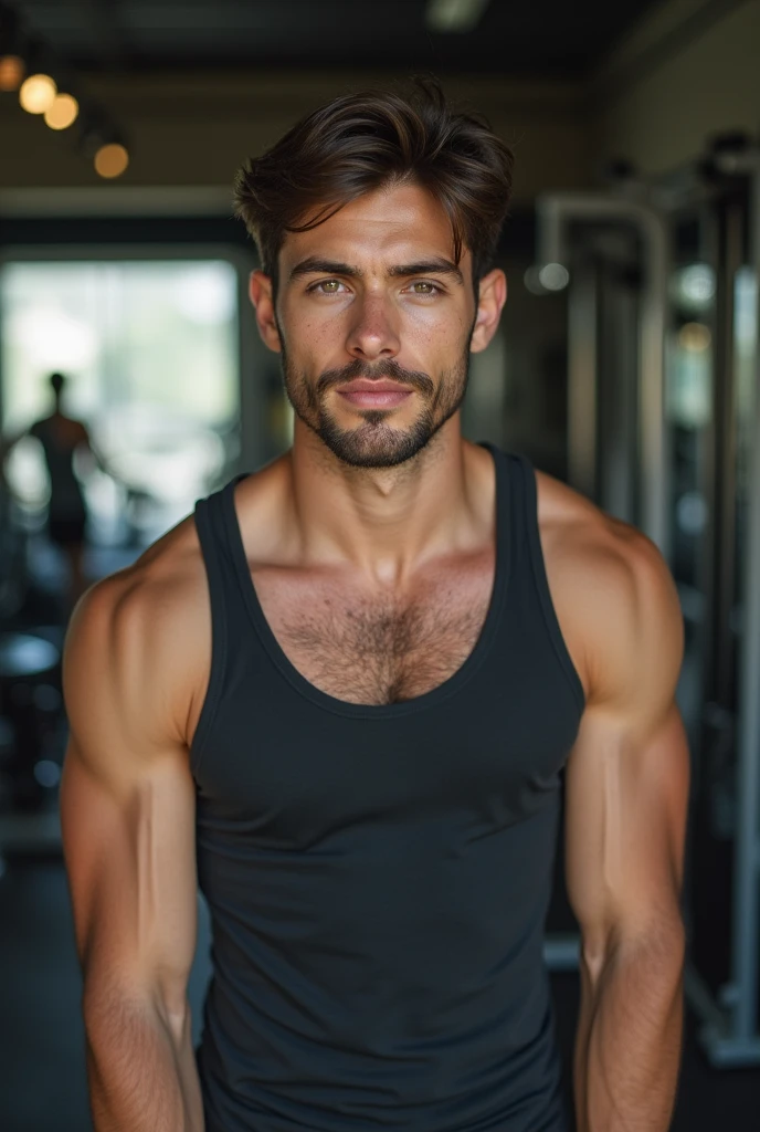 masterpiece, best quality, high resolution, closeup portrait, close up portrait shot, pretty portrait, male focus, solo focus, A man, 35 years old, posing like a magazine model, unbuttoned work clothes, theatre actor, silver grey messy hair, silver messy hairstyle, bulge, masculine, cute and seductive face, bare chest, body hair, facial hair, roman nose, sweaty, spreading legs, hairy abs,  hairy armpit, pubic hair, seductive, very skinny body, hairy legs, dimples, beard, goatee, bold jawline , in the background an empty theatre, orange safety vest, gay , erotic, amazing composition, front view, HDR, ultra quality, elegant, highly detailed