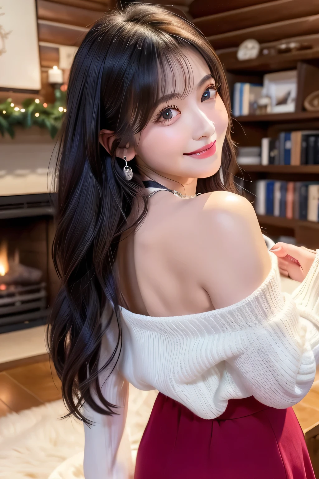 Araffe asian woman with long black hair wearing a white top - SeaArt AI
