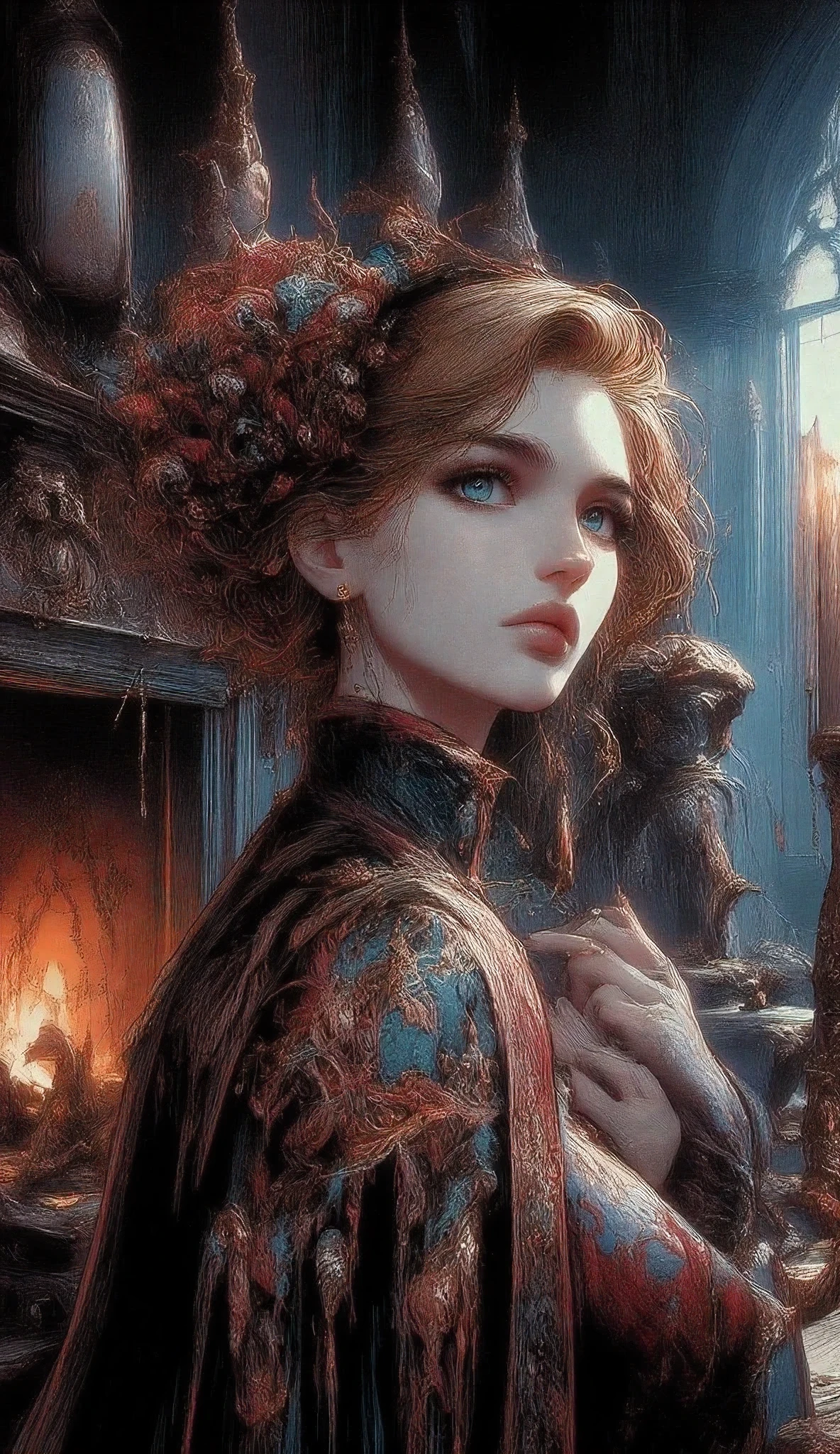Beautiful woman with beautiful eyes:1.2, detailed eyes, beautiful plump lips, highly detailed eyes and faces, long eyelashes , Cute expression, ulybka, seat:1.4, , Home background , Christmas sweater , fireplace, warm light, detailed lighting and shadows , Anime style, 8 k, Nothing, masterpiece fails:1.4, bright colors, Looking at the viewer, earrings, blue eyes , Лёгкая ulybka, Blush on the face,