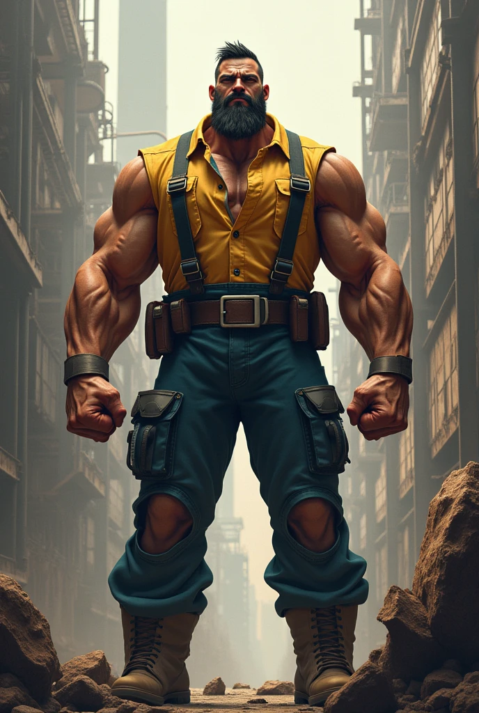 Ryder is a 6’5” absolute monster of a Caucasian bodybuilder. He is wearing a fireman’s dress uniform, which is stretched tight to accommodate his massive frame. He had deep red hair and his shoulders are three times wider than his waist