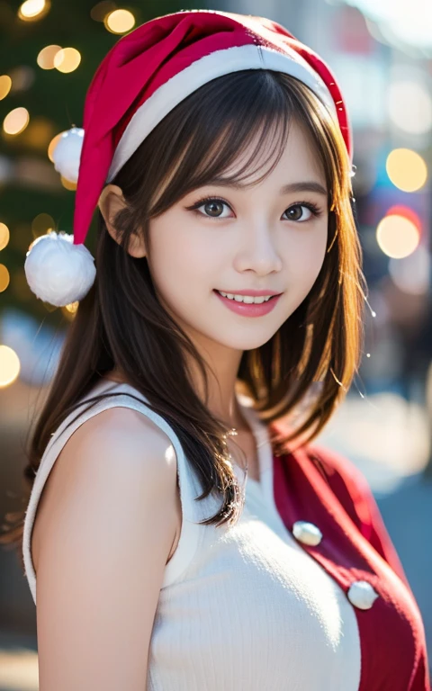 Japanese ido ,((Cute ,Baby face:1.2)),(8K, Raw photo, ultra-detailliert, Best Quality:1.2), (Realistic, Photorealsitic:1.4), (Insanely detailed, 超A high resolution ,Beautiful, masutepiece:1.2), ,very detailed face and eyes,Shiny skin,(Upper body:1.Professional Lighting,Soft light, Sharp Focus, depth of fields,Medium Hair,Earring, ( Christmas Costumes:1.2),(Smile:1.3),Bokeh,(Dynamic Angle:1.5),( Snow falls、The windows are illuminated with warm light、Old town streets decorated for Christmas.
:1.3)