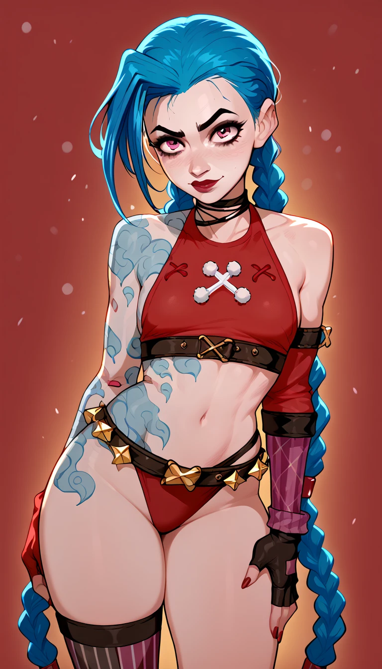 Half naked, Christmas clothes, sexy pose, sexy clothes,  High resolution ,  masterpiece ,  best quality,
 Focus on breasts and thighs, christmas scenario, Jinx, sexy face