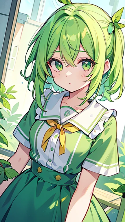 There is a single four-leaf clover、White background