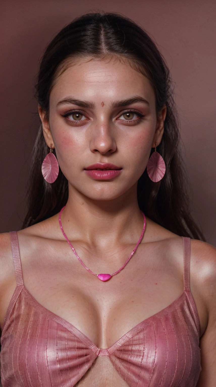 Salwar Kameez dark pink color, (RAW photo, realism: 1.8), (very dark pink lip gloss, jet dark pink lipstick, realistic eyelashes, dark brown eye shadow, shy, blushing, high quality, high resolution, depth of field, chromatic aberration, caustic, wide light, natural colors, 20 year old woman), necklaces, chokers, earrings, bracelets, soft skin, fair pink skin, small breasts size, water drops on face, oily shine skin, slime nose, soft skin, wears nose pin,