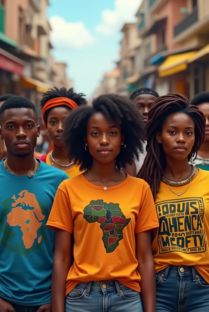 Hyperrealistic HD image of the inhabitants of Zimbabwe, Africa, Mixed tribal backgrouds, mordern clothing United, males and females, Zimbabwean map