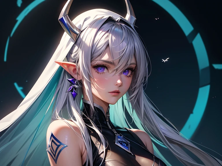 (masterpiece, best quality) detailed, 1Character , blue archive art style , wearing Black bodysuit, silver accents , zip up , futuristic, shiny , Beautiful woman , pale skin , purple eyes ,elegant, regal , pure white hair , pointed ears ,horns, long eyelashes , age 23, , pastel washed out colors , cell shade ,



,EyeDetailerXL,,(EyesHD:1.2),(masterpiece),(best quality),(ultra-detailed),(very aesthetic),(sharp focus),(depth of field),(vibrant colors),(ray tracing),(best lighting),(detailed illustration),(detailed background),8k,(cinematic),(beautiful face),(beautiful eyes),blue_butterfly, blue_hair highlights, blue_nails, iamond-shaped_pupils, diamond_(shape), dress, hair_between_eyes, long_hair, purple_eyes, purple_pupils, sidelocks, solo symbol-shaped_pupils, white_dress, white_veil,