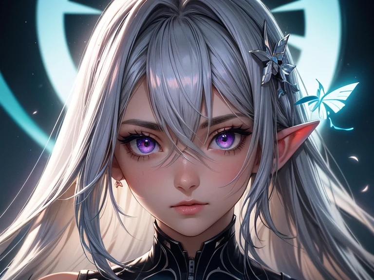 (masterpiece, best quality) detailed, 1Character , blue archive art style , wearing Black bodysuit, silver accents , zip up , futuristic, shiny , Beautiful woman , pale skin , purple eyes ,elegant, regal , pure white hair , pointed ears ,horns, long eyelashes , age 23, , pastel washed out colors , cell shade ,



,EyeDetailerXL,,(EyesHD:1.2),(masterpiece),(best quality),(ultra-detailed),(very aesthetic),(sharp focus),(depth of field),(vibrant colors),(ray tracing),(best lighting),(detailed illustration),(detailed background),8k,(cinematic),(beautiful face),(beautiful eyes),blue_butterfly, blue_hair highlights, blue_nails, iamond-shaped_pupils, diamond_(shape), dress, hair_between_eyes, long_hair, purple_eyes, purple_pupils, sidelocks, solo symbol-shaped_pupils, white_dress, white_veil,