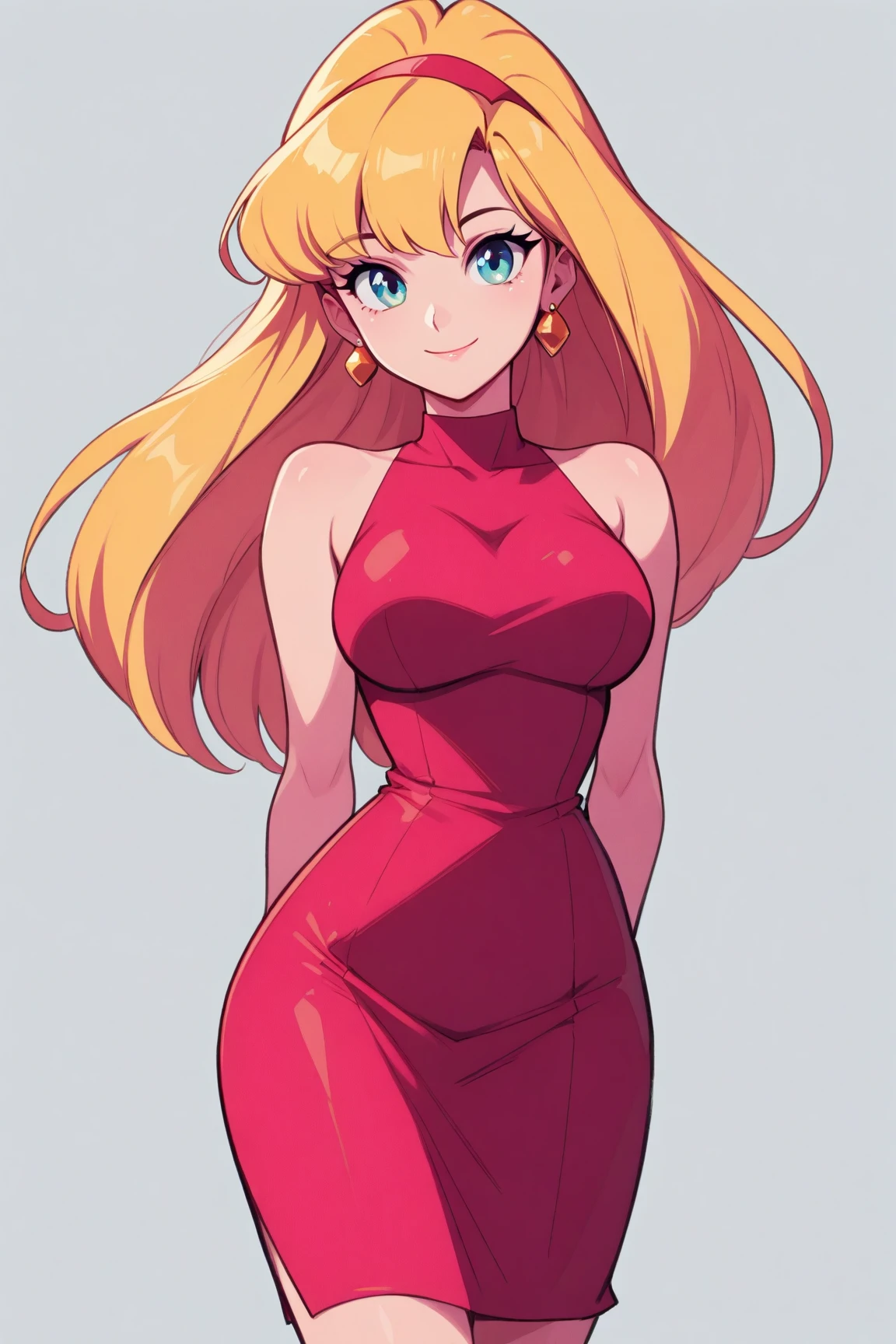 (cowboy shot), (masterpiece, best_quality, detailed, immaculate:1.3), epic, illustration,Anime Style
BREAK
ArtemisYJ,super long hair,Blonde Hair,
(Red dress) ,medium breast,cleavage,earrings ,
BREAK
(courtyard, garden, outdoors, gorgeous view)