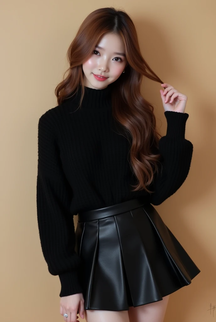 master piece,E-commerce shooting,best quality,8K,official art,cinematic light,ultra high resolution,1 huge breasts,,mature,solo,gem,glasses,skirt,white long hair,looking at the viewer,sweater,ホワイトsweater,brown hair,with brown eyes,white background,Jacket,skirt,Sleeves on wrist,ハイネックsweater,long sleeves,Tart,Jacket