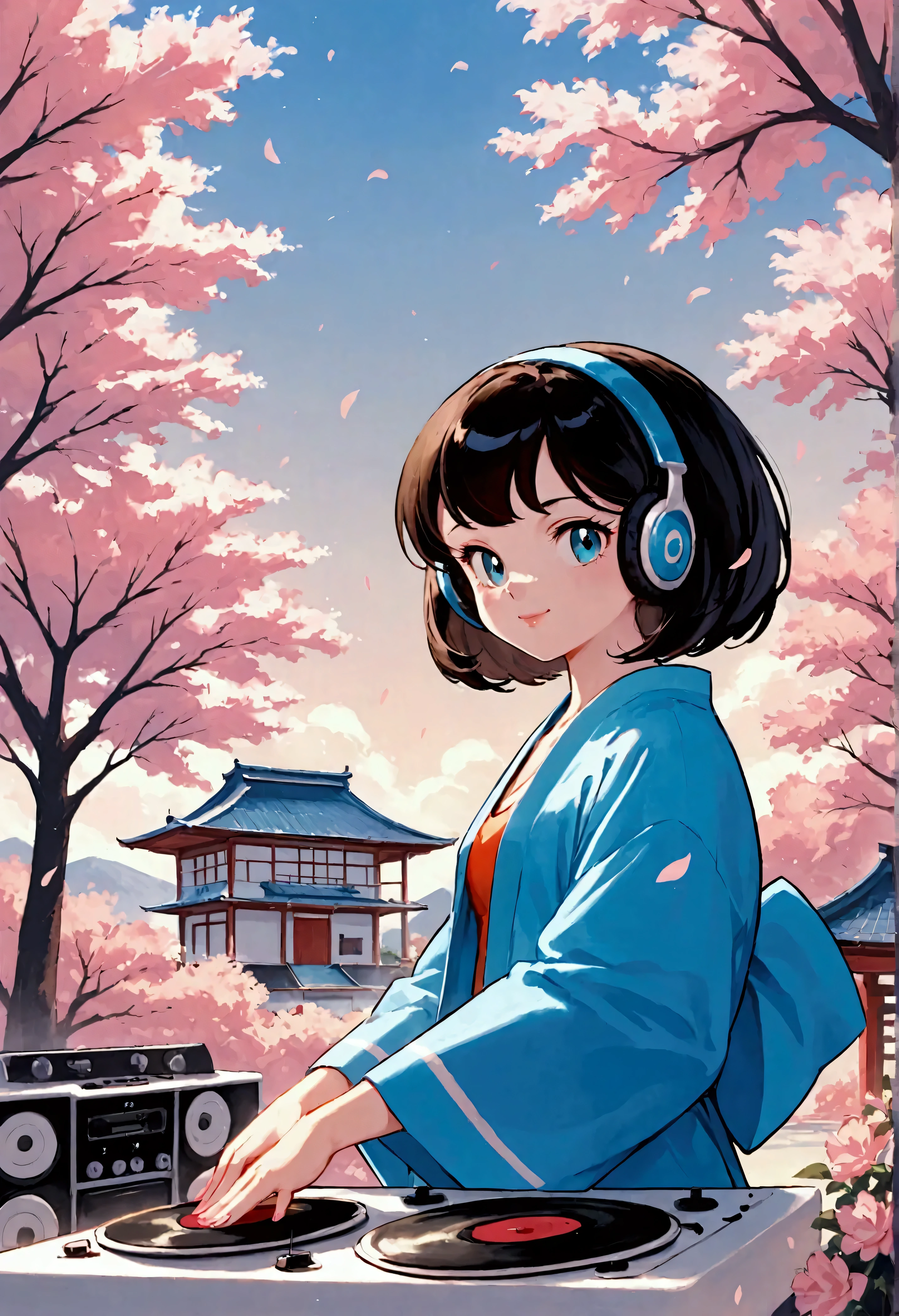 score_9, score_8_up, score_7_up,(masterpiece,Outstanding quality,Best Illustration,super detailed),8k,16k,wallpaper,(Japan),(Record Jacket),( space where cherry blossom petals flutter),(DJ turntable),(The Last Dance),("Lounge Jazz House"Draw the characters for at the top of the screen),(Jazz House),( beautiful female DJ in kimono),( image of an ephemeral beauty and uptempo song),( upper body lift with an emphasis on facial expression),( Black Hair ),(1 female:1.3)
