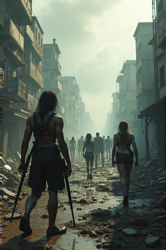 humen of front and look at viwer , Zombie horde,Thai landscape, Survival, danger