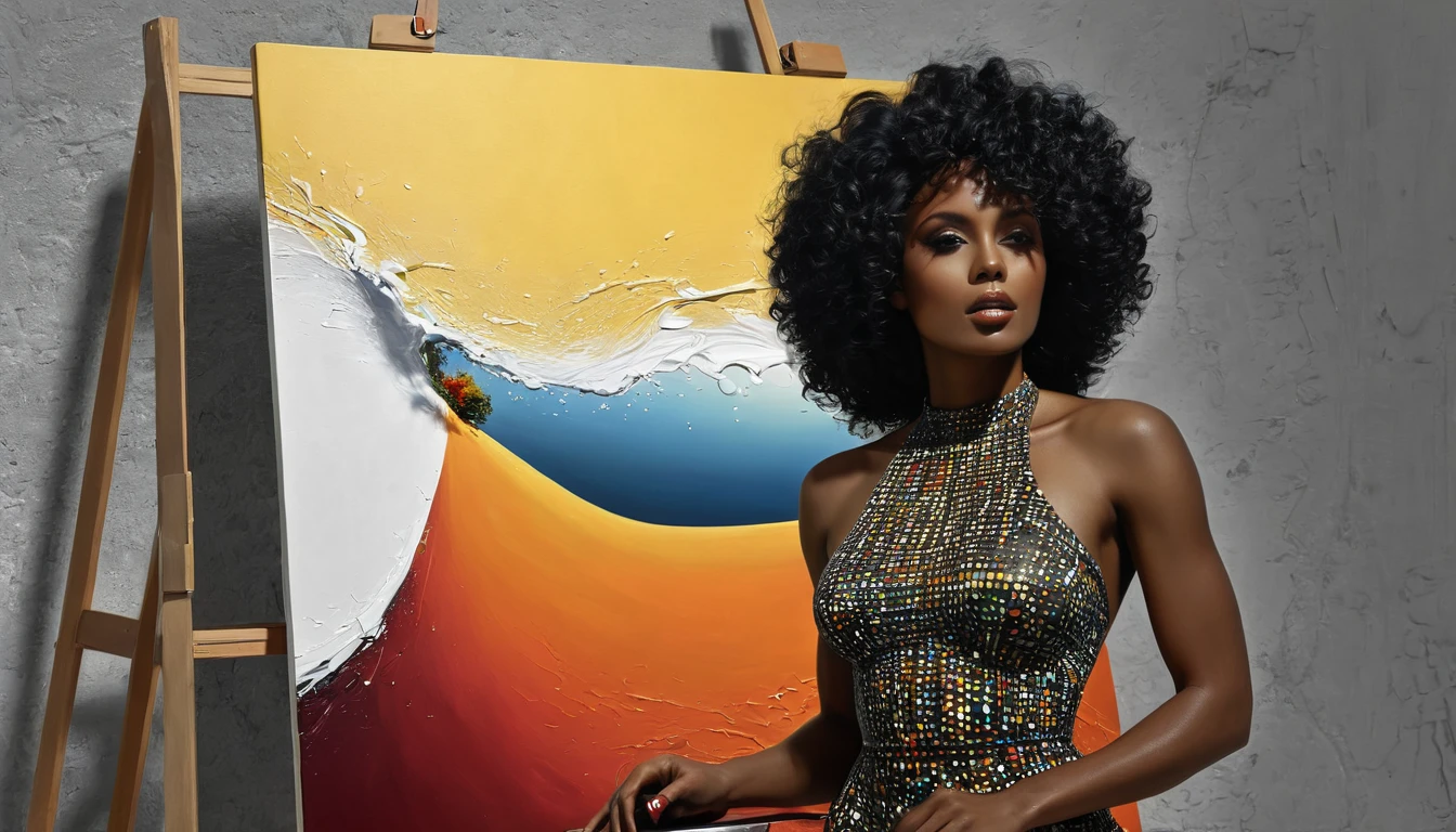 Alastair Magnaldo， beautiful black female model，High Saturation，painting，Ultra-fine details，4K