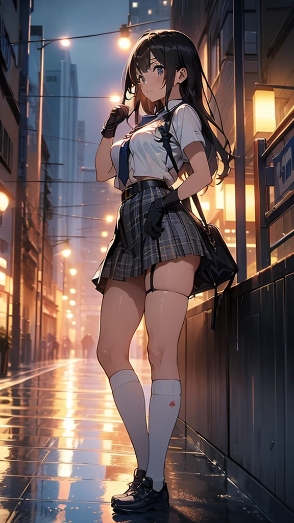 (8K, RAW Photos, 最high quality, masterpiece:1.2), high qualityのRAWカラー写真, Professional photo shoot, Cinematic Light, night、Late night、alone, (((young woman, Gal))), (Sharp features), (Small face), (Skin with attention to detail:1.2), clavicle, Cute face, Beautiful appearance, Long eyelashes,Girl Turning Around, smile, (Black Hair, Long straight line), high school student, Red tie, High School Uniform、, White shirt, mini skirt, night Park, Birds chirping, Embarrassing, sad, Artistic painting,Attractive thighs, Short socks:1.2, sneakers:1.2, (Very fine touch:1.2), (Watery eye), sad雰囲気, Oil painting style, Dark colors, (Are standing:1.5, lean on a tree, Full body portrait), Smooth texture, Gazing Eyes, Beautiful Skin, Shiny skin, ((Perfect Fingers, Five Fingers, Anatomically correct)), Background Blur, high quality, Surreal, ((Very detailed, photo shoot)),(Cover your face with your right hand、Left hand grabs skirt),,(((Skirt flip、Sexy panties)))、blush、Embarrassing、They hesitate、Look down、avert your eyes、Full Body Shot、((Hide your face))、Embarrassed、Thick legs、