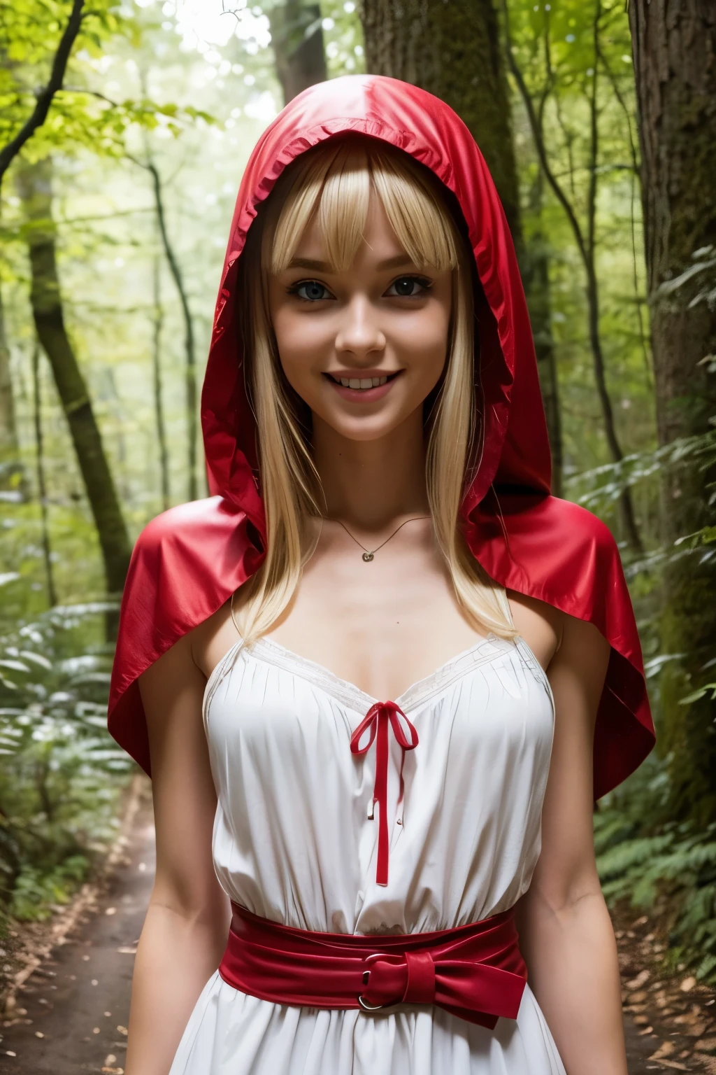 (RAW Photo) , (highly detailed:1.20) , ultra realistic :1.10) ,sexy girl in her 20s , (perfect face:1.20) , (detailed eyes:1.20) , with long silver hair in ponytail , (((long silver and red lined satin cape tied at the neck with a ribbon :1.20))) , naked  , full body, walking in a  moonlit field , high-quality ultra realistic style, warm tones, soft lighting, detailed eyes, professional, expressive , 8K , highly detailed , professional,