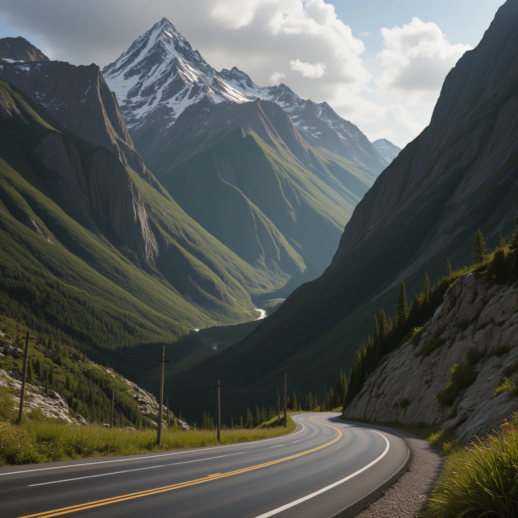 Mountain scenery passing through the old highway　temperate zone