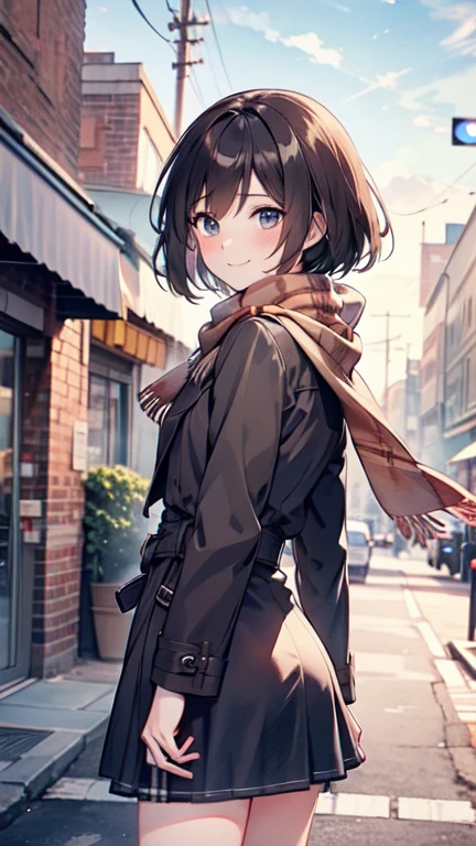 tmk ,( brown hair with short cut), Staring at us from the front, beautiful brown hair , Clear brown eyes, slightly chubby , small ,Small ,(((Teasing Smile、Watercolor))),
top quality, masterpiece, super high resolution , 8k,Spring Sky,((Spring Outfits)), show anime style , One, Softline Art , Digital Enhancement, shojo anime touch, shojo manga core, flowing fabric , close, Soft Drawing, Ultra High Definition Digital Animation Art , Clear facial depiction, Highly detailed girl manga character art, Ultra-detailed manga style, top qualityの色, cowboy shot ,
(Winter landscape,Street Corner,Brown coat, check skirt, Burberry Check Scarf )