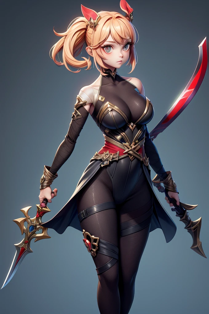 impacto Genshin, 3D style, Legs long, complex light, muito sensuous, ((sexly)), over all view, detailed top,(cover with decorated edges),small top showing upper part of breasts,sensuous,((very big tits)), (Waist slender), (perfect curves), perfect feets, show flat stomach and hips and breasts, Overlay top, very short top with realistic textures, legs and hips uncovered,bare arms, (((With spear in one hand))), (((little waist))),ultra realistic skin showing pores