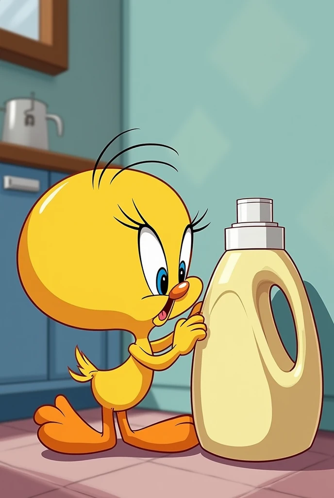 image of Tweety with a container of liquid detergent