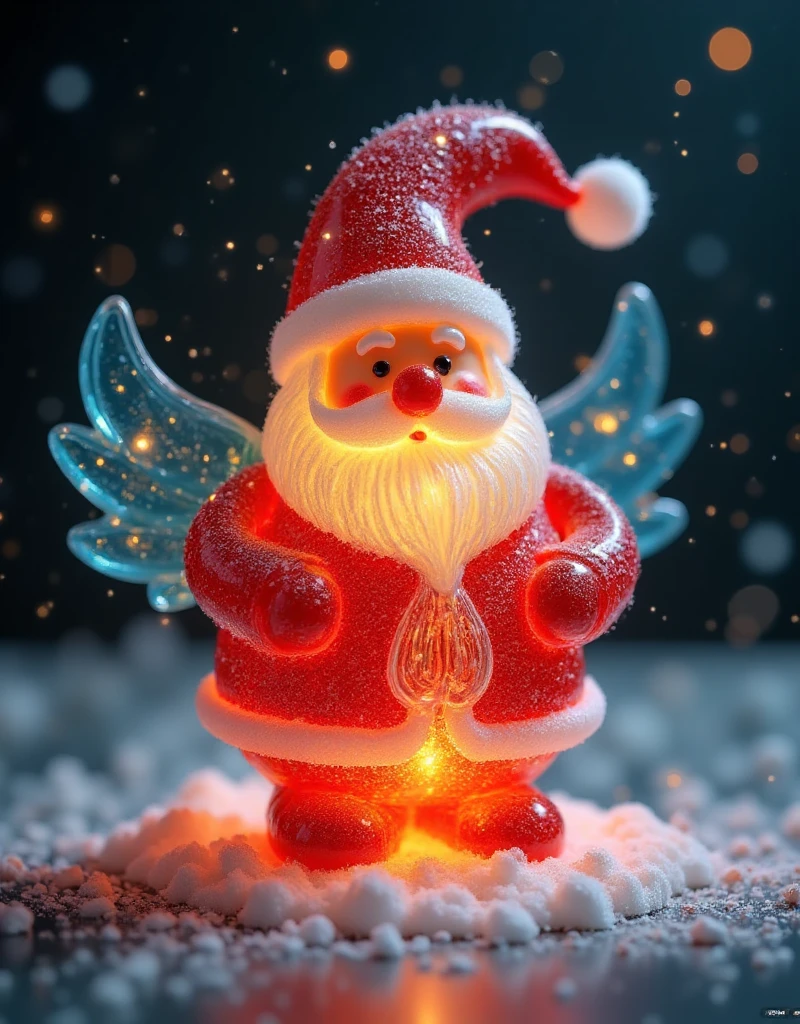   The Christmas decorations are beautiful ， shaped like a bird with blue wings,  Wear a white tie ,  Santa hat , flash, Beautifully crafted ,  Design work  , Eight thousand,  The masterpiece failed ,   better quality ,  Complex ,  brightly colored ,  rich color  ,   Describe in as much detail as possible  , 