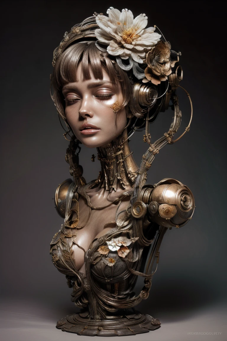 (high quality), (masterpiece), (detailed), 8K, Hyper-realistic illustration depicts (Japanese girl1.3) with striking features, adorned in (melted chocolate attire1.4) that drapes elegantly across her (upper body1.2), evoking a sense of sweet indulgence. In style of Hajime Sorayama, trending on Artstation.