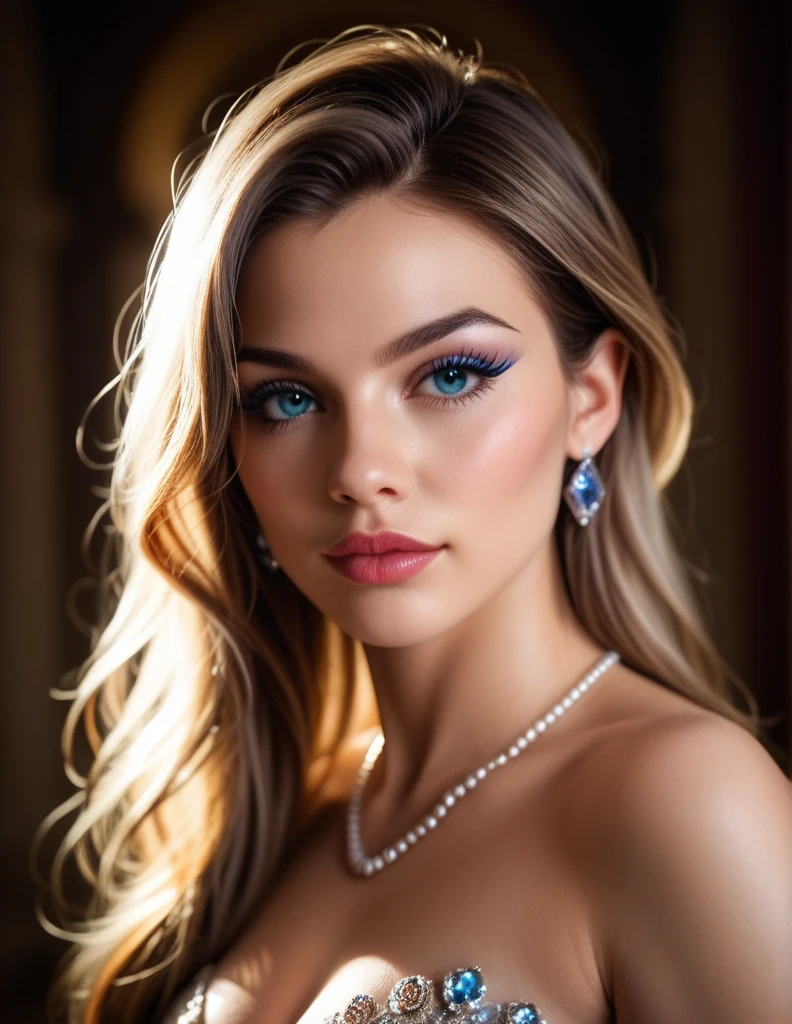 (best quality,ultra-detailed,photorealistic:1.37), vivid colors, beautiful detailed eyes, beautiful detailed lips, long eyelashes, charming smile, flawless skin, trendy hairstyle, Nail polish with bright colors, daintily contoured cheeks , powder-BLUE eyeshadow, striking cat-eye eyeliner, intense satin finish lipstick, sexy expressions, , sleek-and-sexy outfit, high heels, exquisite details in every outfit, prominent presence on in bedroom, stylish accessories, tight corset like clothing with long side splits, exposed hard detailed nipples, teenager, on a bed, small pert breasts, gymnast body, legs spread open