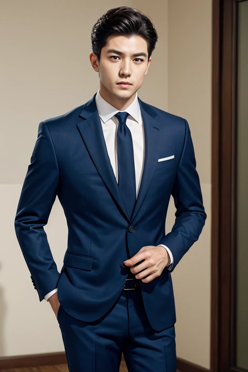 boy, suit, waist up, film grain, realistic, photorealistic