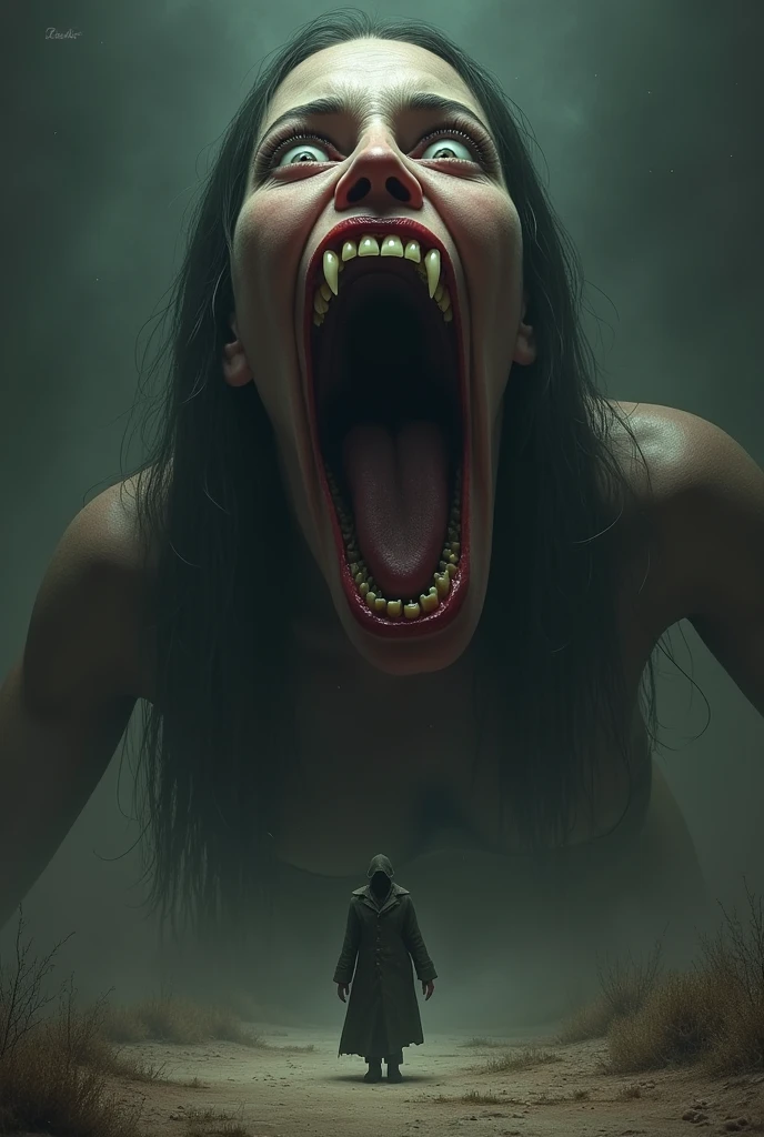  huge woman big mouth, , lay, Scary face , 