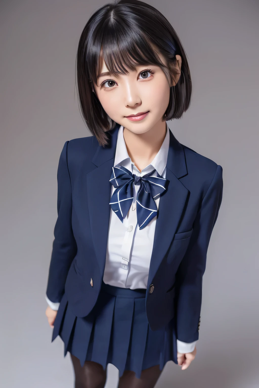 summer blazer、realistic girl、Black pantyhose、Short black hair、Classroom、soio、hight resolution、hightquality